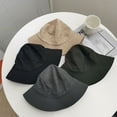 thumbnail image 2 of Men Sun Hat Solid Color Anti-UV Unisex Flat Top Sunscreen Lady Fisherman Hat Outdoor Hat, 2 of 10