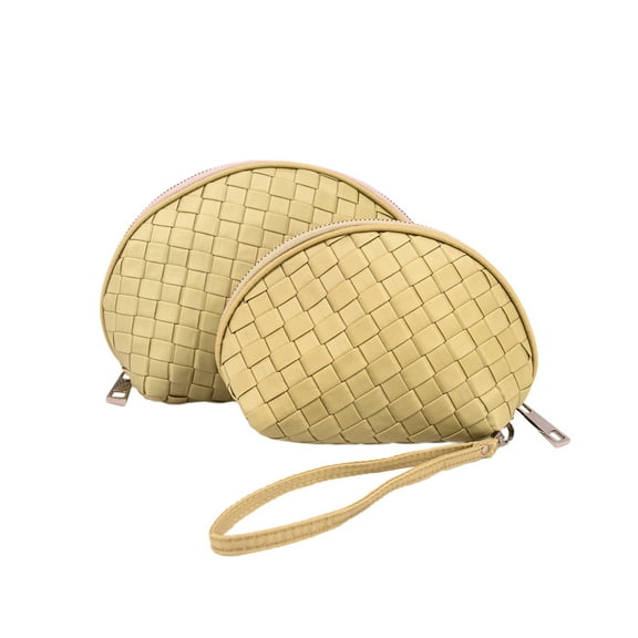 Premium Interlace Braided Wristlet Cosmetic Makeup Bag Set of 2