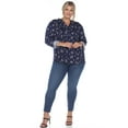 thumbnail image 4 of White Mark Women's Plus Size Pleated 3/4 Sleeve Leaf Print Blouse, 4 of 5