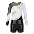 thumbnail image 3 of YiZYiF Kids Girls Tumble Long Sleeve Patchwork Gymnastics Leotard with Shorts 2-piece Dance Sports Outfit White 8, 3 of 7
