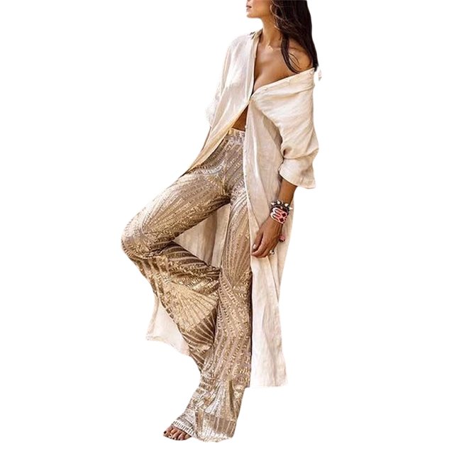 Pantalones anchos de mujer Pantalones de lentejuelas de cintura alta Nituyy GL714-FF85117B2