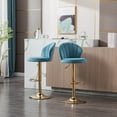 thumbnail image 5 of 25-33 Inch Velvet Bar Stools, Bar Chairs for Counter Height Bar Height with Back & Golden Metal Base, Stools Chair with Footrest for Home Kitchen Island, Pub(Blue,Set of 6), 5 of 11