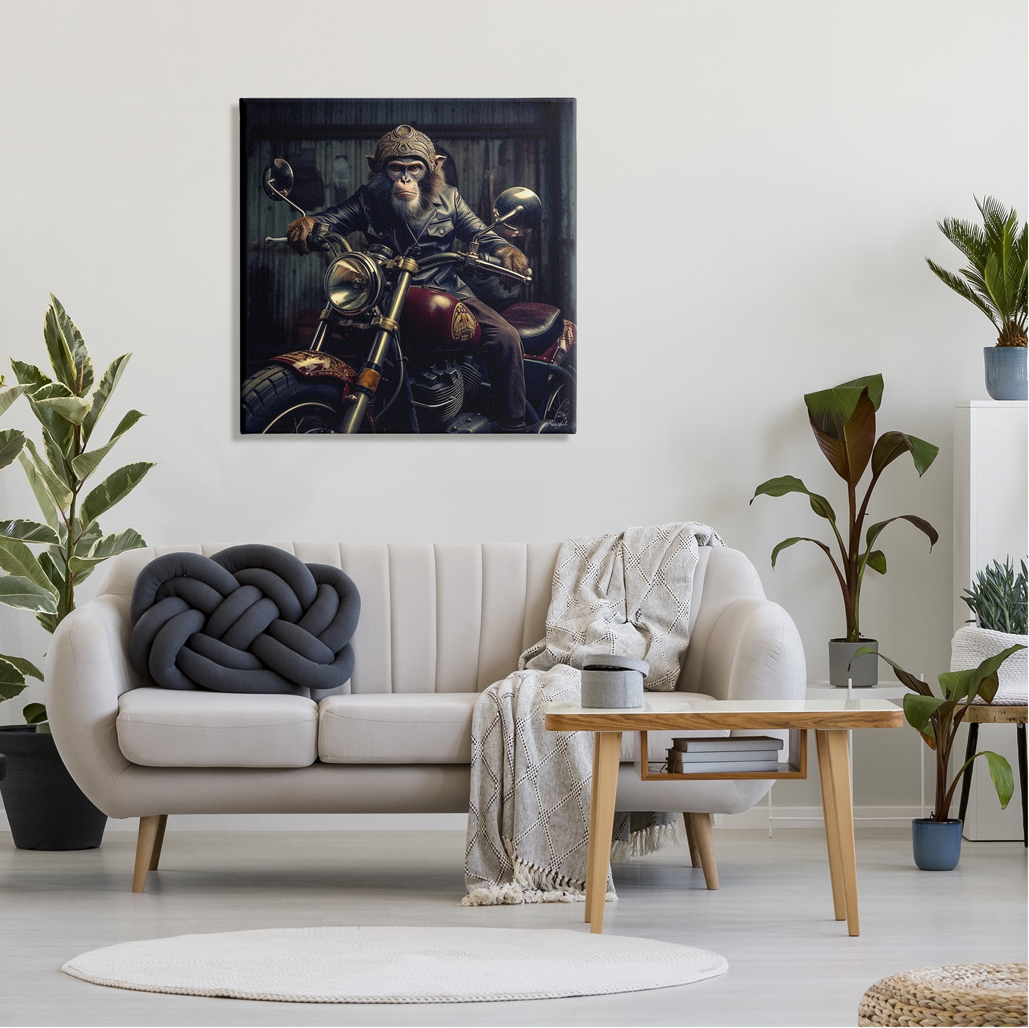 Stupell Industries Gorilla Motorcycle Portrait Animals & Insects Painting Gallery Wrapped Canvas Art Print Wall Art, 30 x 30