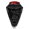 thumbnail image 5 of Men's Black IP Stainless Steel Wide Band US Military MC Ruby CZ Ring - Size 12, 5 of 6