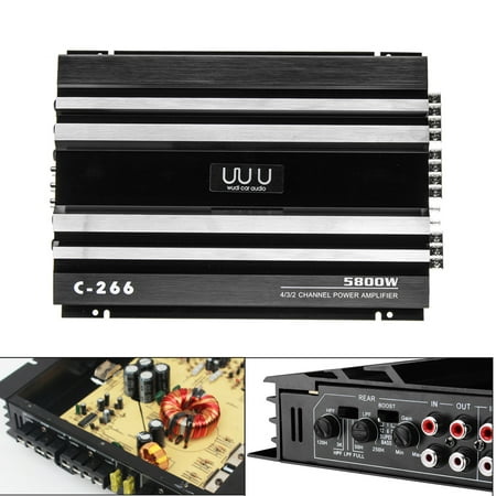 5800 Watt 12V 4 Channel P owerful Subwoofer Car Amplifier HIFI Full-R ange S uper Brass Stereo Amp Audio Amplifiers Stereo High P ower Amp Support 4 Speakers For Car Auto