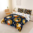 thumbnail image 2 of Homewish Playful Halloween Ghost Duvet Cover Queen,Sunflower Pumpkin Floral Print Queen Bedding,Dark Navy Orange,Halloween Reversible,3pcs,1 Duvet Cover and 2 Pillowcases, 2 of 6