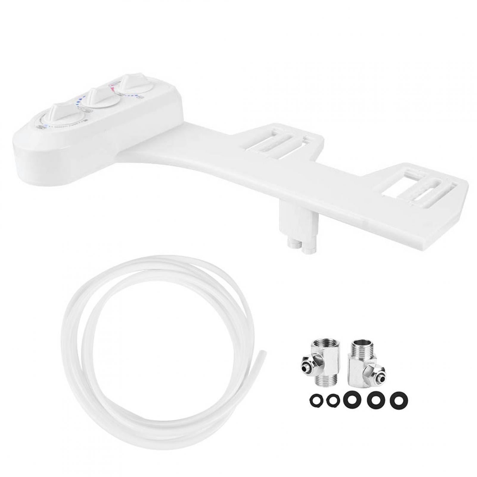 YAHHU 3/8 Thread Bidet Attachment Hot and Cold Water Double Nozzle Toilet Bidet Sprayer Standard White (18.11 inches / 46 cm)