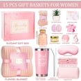 thumbnail image 3 of 15Pcs Gift Baskets for Women, Get Well Soon Gifts, Relaxing Spa Basket with Flannel Blanket and 20 oz Tumbler, Mothers Day, Birthday Gift for Mom Wife, 3 of 9
