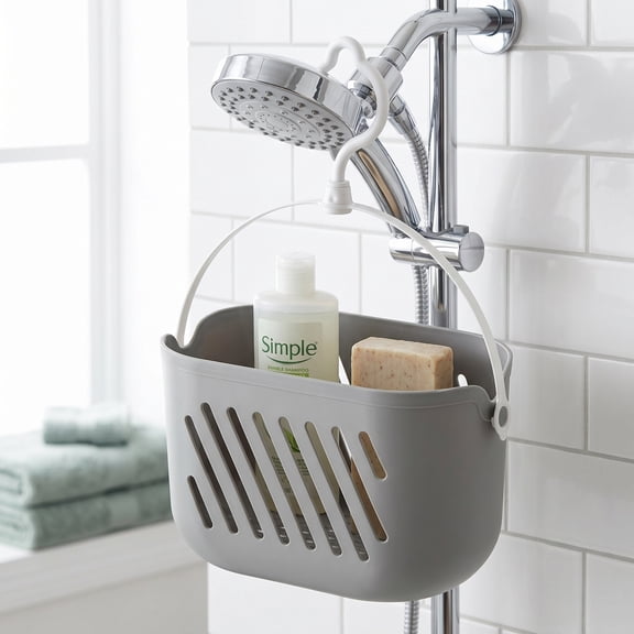Water-Resistant Hanging Shower Caddy with Hook, Plastic Storage Basket for Bathroom & Kitchen