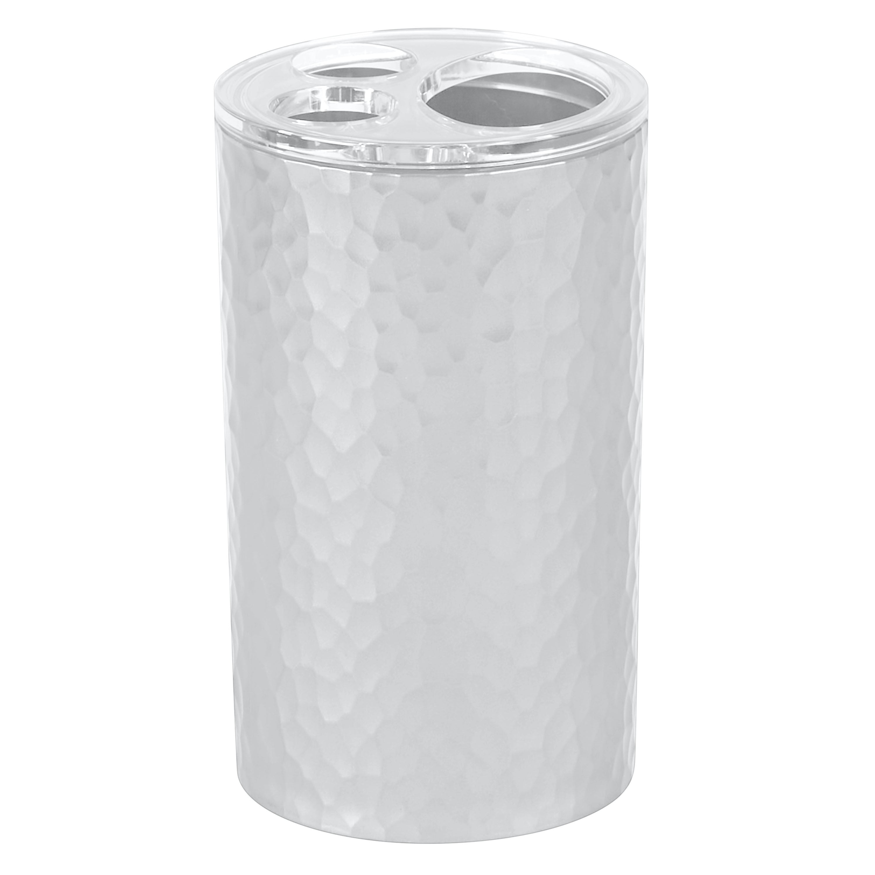 Bath Bliss Hammered Texture 4 Piece Bath Accessory Set in Silver