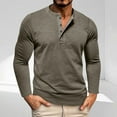 thumbnail image 2 of DDAPJ pyju Mens Solid Henley Shirts Slim Fit Long Sleeve Collarless Golf Shirt Lightweight Moisture Wicking Button Tshirts Army Green XL, 2 of 7