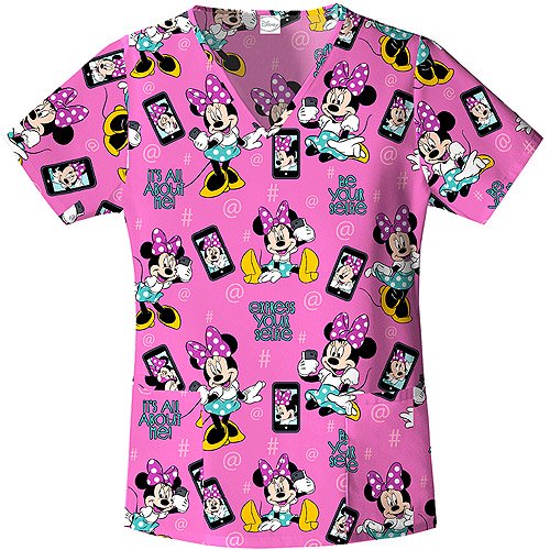 Scrubstar Disney Be Your Selfie VNeck Scrub Top