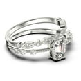 thumbnail image 2 of 1.75 Carat Emerald Cut Diamond Moissanite Thin Engagement Ring, Slim Wedding Ring in 925 Sterling Silver With 18k White Gold Plating Bridal Rings Set, Promise Ring, Anniversary Ring, 2 of 4