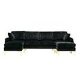 thumbnail image 3 of U-shaped Sectional Sofa Set with Removable Ottoman, Modern Modular Sofa Couch with 2 Pillows and Padded Back Cushion for Living Room Bedroom Office, Black, 3 of 7