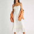thumbnail image 1 of Vestido Largo Con Tirantes Vestido ajustado para mujer Cuello cuadrado Sin mangas Color sólido Sin espalda Traje de vacaciones Cgtredaw Blanco L-Personalizado para Mujer, 1 of 7