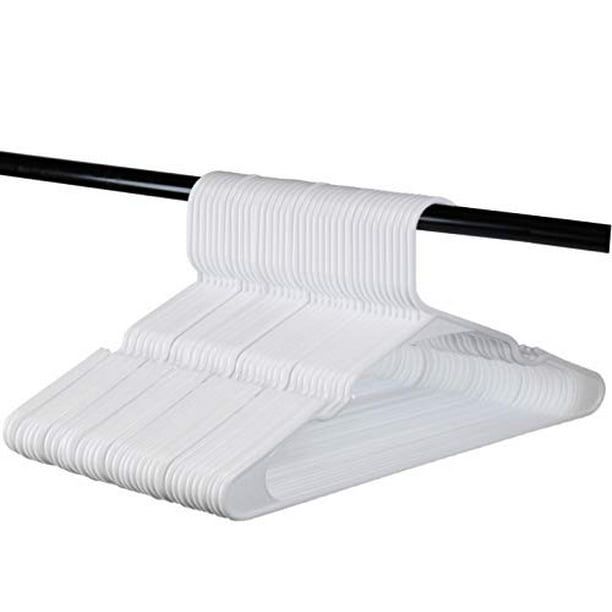 White Plastic Hangers, Notched, Set of 48 Durable and Slim, Great for