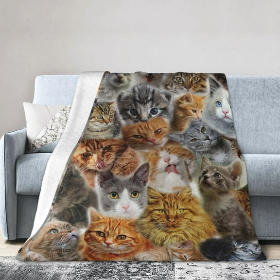 Wijzvio Cats Throw Blanket Soft Fuzzy Fleece Blanket For Couch Bed Living Room Decoration 40"X30"