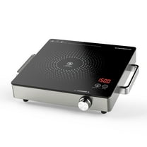 Hot Plate Electric Single Burner 1500W Portable Burner for Cooking with Adjustable Temperature & Stay Cool Handles, Non-Slip Rubber Feet, Stainless Steel Easy to Clean, Compatible for All Cookwares