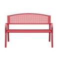 thumbnail image 3 of Abble High Back Outdoor Metal Garden Bench Steel Slat Patio Loveseat Park Bench for Porch Yard Lawn Patio Bench, Red, 3 of 6