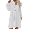 thumbnail image 2 of Lilgiuy Women’s Trendy Causal Pocket Button Round Neck Long Sleeve Dresses for Banquet, 2 of 5