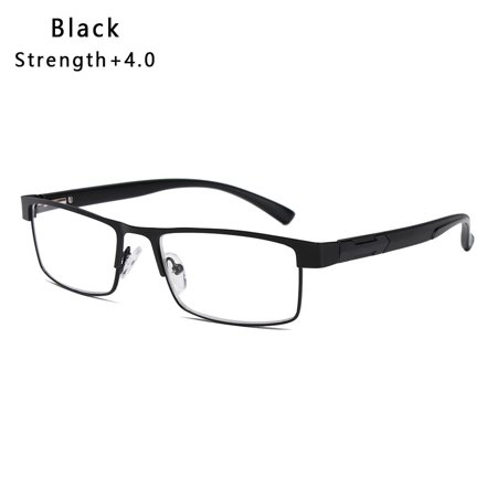 New Fashion Ultra Light Resin Eye wear Flexible Portable Vision Care Eyeglasses +1.00~+4.0 Diopter Business Reading Glasses BLACK STRENGTH 400