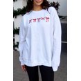thumbnail image 1 of I AM A FASHION JUNKY White Diverse Bow Embroidery Drop Shoulder Sweatshirt, 1 of 5