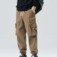 thumbnail image 4 of Xzbqbs Mens Cargo Pants Casual Elastic Waist Tapered Straight Work Pants Drawstring Lightweight Classic Fit Jogger Cuffed Pants, 4 of 5