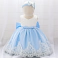 thumbnail image 2 of Baby Girls Pageant Baptism Lace Dress Bowknot Flower Dresses Wedding Christening Tutu Gown First Birthday Outfits Girl Cute Dailywear 12-18 Months, 2 of 9