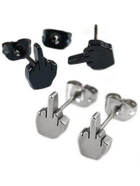 Men S Earrings Product Image 12queen 1pair Men S Fashion Punk Cool Stainless Steel Finger Hand Ear Studs Earrings