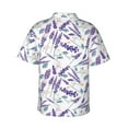 thumbnail image 3 of Uemuo Lavender Flowers Printed Regular Fit Short Sleeve Casual Hawaiian Shirt for Men,Aloha shirt,Tropical shirt,Floral print shirt,Vacation Beach shirt-, 3 of 9