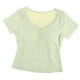 thumbnail image 5 of Camiseta de yoga para mujer, cómoda camiseta deportiva con cuello en V, top corto para entrenamiento, fitness y gimnasio M, 5 of 9