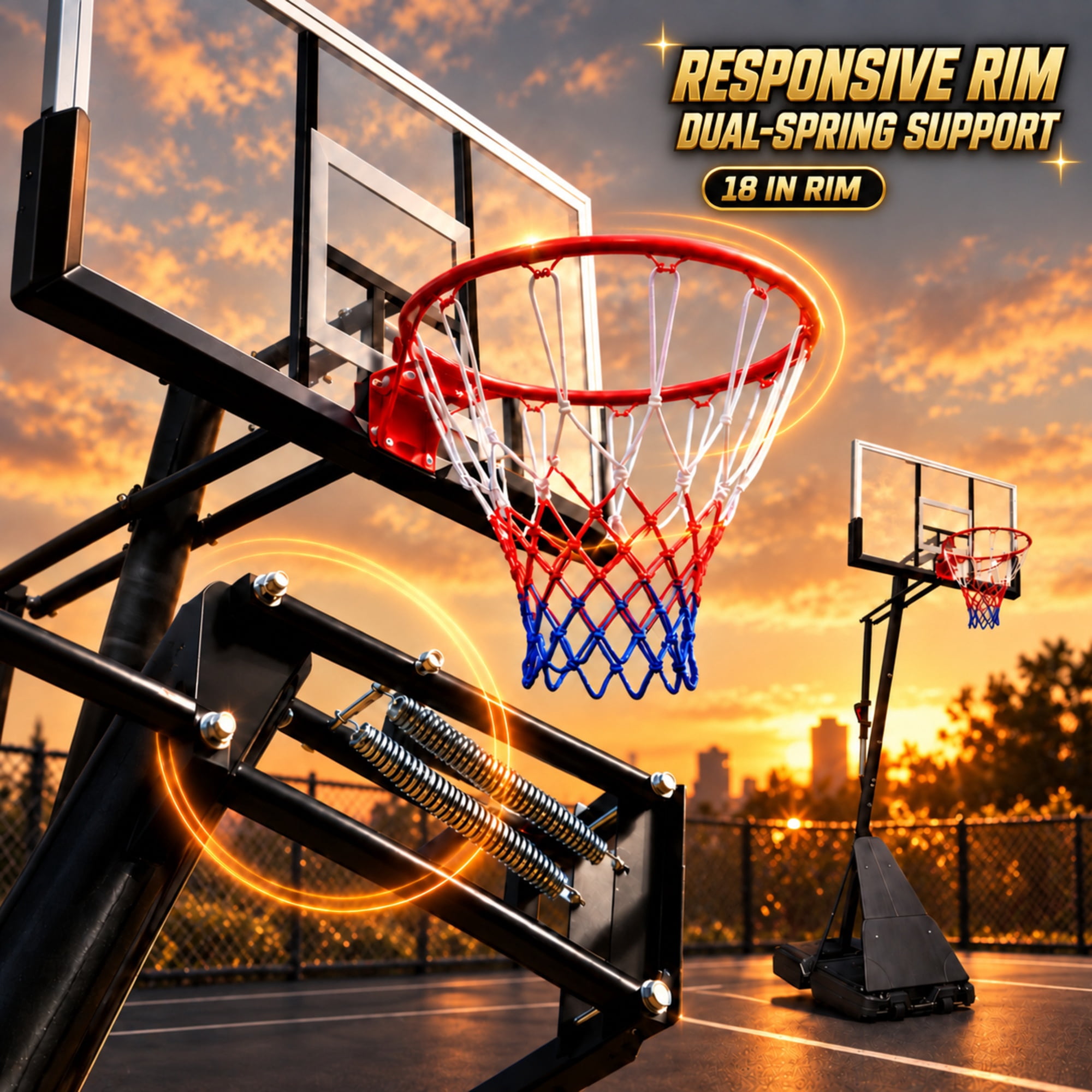 SUGIFT 54 in. Portable Basketball Hoop, Height Adjustable 7.5-10 ft