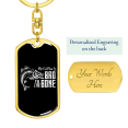 thumbnail image 3 of Bad To The Bone Swivel Keychain Dog Tag Stainless Steel or 18k Gold, 3 of 8