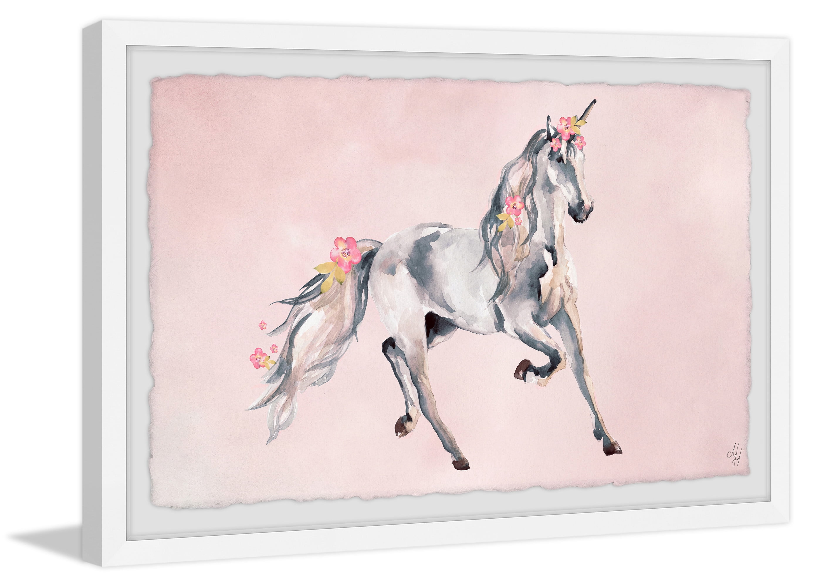 Marmont Hill Pink Unicorn Dream Framed Wall Art, 36.00" x 1.50"