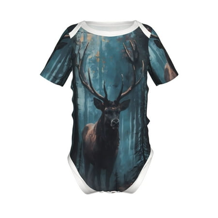 

Yiaed Mystical Forest Elk Print Infant Climbing Short Sleeve Onesie One-Piece Baby Bodysuit Clothes 0-12 Months -12 Months
