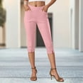thumbnail image 2 of RQYYD Capri Pants for Women High Waisted Pull On Elastic Waist Dressy Casual Stretchy Capris Trousers Pants Pockets Pink L, 2 of 7