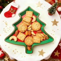 DAMAI Christmas Tree Shaped Plates for Cookies & Holiday Treats, Christmas Tree Cookies Plates Decorative Serving Trays Charcuterie Board for Snacks Cheese Desserts Appetizers (Red)