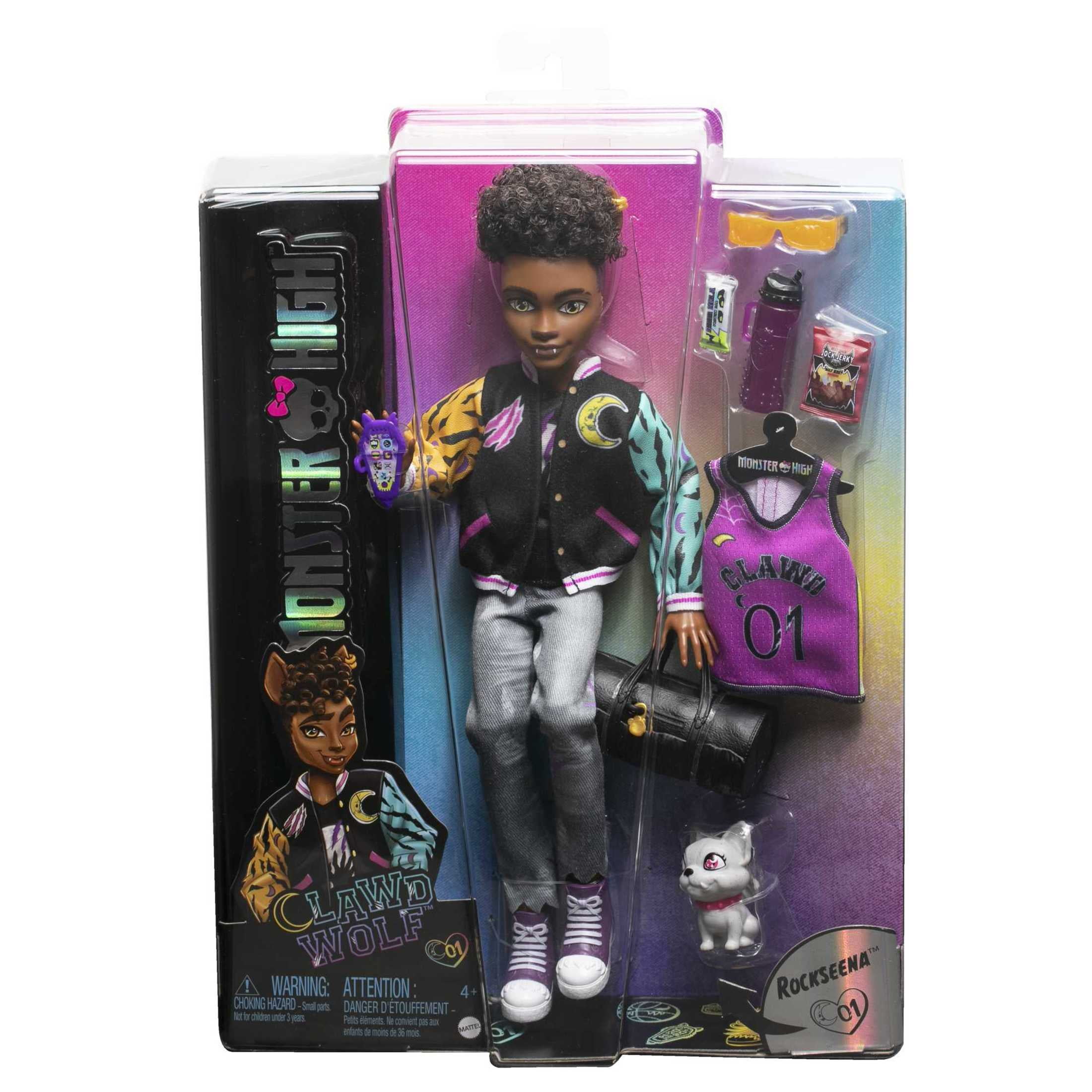 Monster High Clawd Wolf Fashion Doll with Pet Gargoyle Bulldog Rockseena and Accessories
