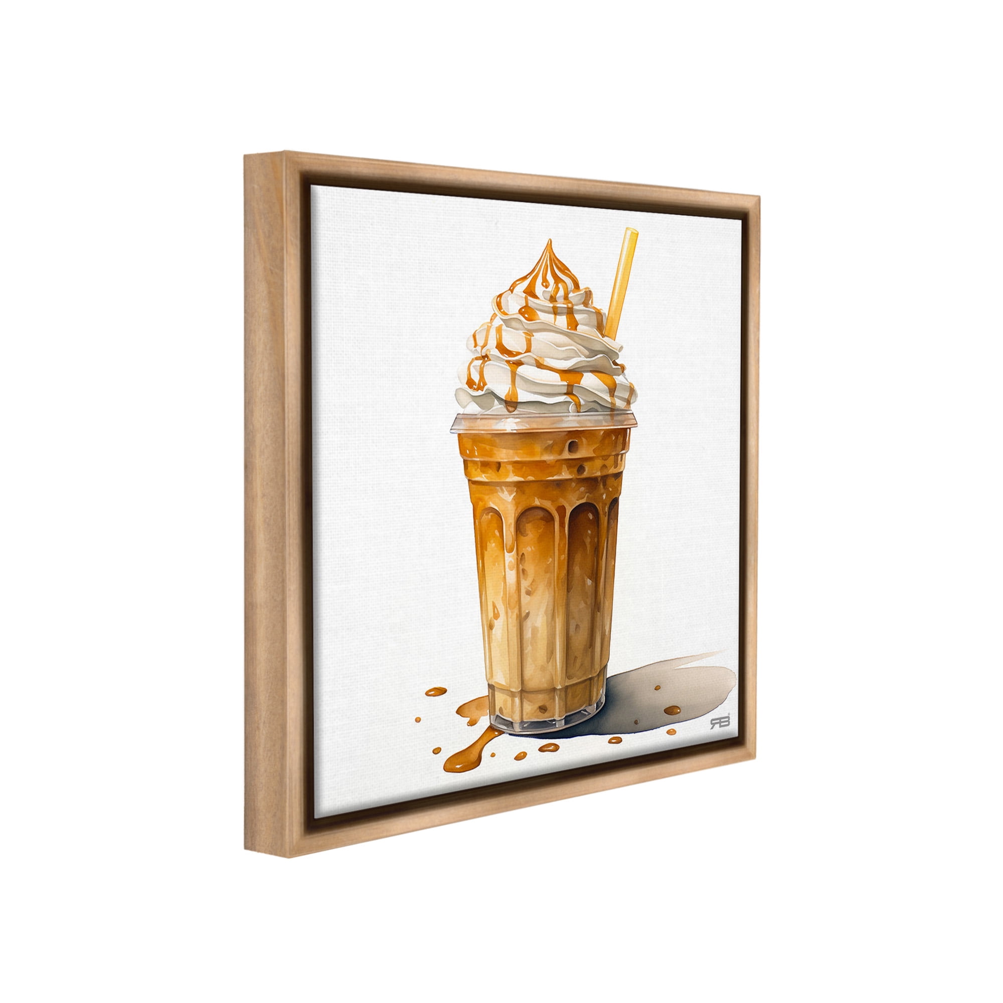 Stupell Industries Coffee with Whipped Cream Food & Beverage Painting Brown Floater Framed Canvas Art Print Wall Art, 25 x 25
