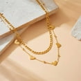 thumbnail image 2 of GKNET Women 18K Gold Plated Stainless Steel Love Heart Double Layer Chain Necklace, 2 of 5