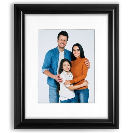 16x20 2" Traditional Black Picture Frame (Polystyrene), Displays 11x14 Photo with White Mat