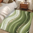 thumbnail image 4 of 3'x5' Area Rugs, Green Abstract Waves Indoor Outdoor Area Rug for Living Room Bedroom, Gradient Fluid Luxury Oil Painting Washable Bathroom Rugs Kitchen Floor Carpet Mats Home Decor Aesthetic, 4 of 8