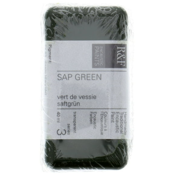 R&F Handmade Paints Encaustic Paint Cake, 40ml, Sap Green