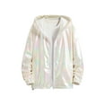 thumbnail image 6 of INSPIRE CHIC Men's Jacket Metallic Zip up Hooded Lightweight Holographic Shiny Jackets 2XL White, 6 of 8