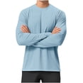 thumbnail image 2 of Stamzod Rash Guard for Men Crew Neck Long Sleeve Sun Shirt Casual Athletic Fishing T-Shirts Light Blue S, 2 of 9