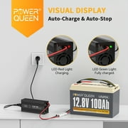 Power Queen LiFePO4 12V 100Ah Lithium Battery Deep Cycle 1280Wh with 14.6V 20A Charger