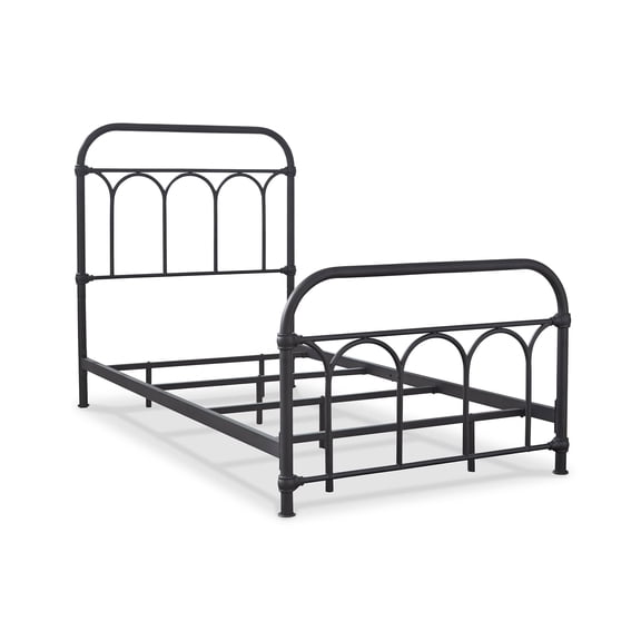 Bowery Hill Metal Matte Black Twin Bed Rectangular 50"H x 43"W x 79"D