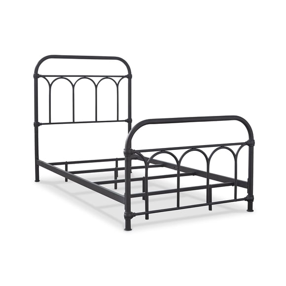 Ashley Furniture Nashburg Steel Metal Spindle Frame Twin Bed in Matte Black