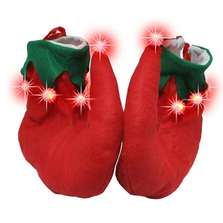 Light Up Elf Shoes Covers Lighted Red Green Santa's Helper
