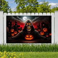 thumbnail image 2 of Spooky Design Halloween Banner Skeleton Pumpkin Decoration Haunted Graveyard Scene for Halloween Party Outdoor Indoor, 2 of 9